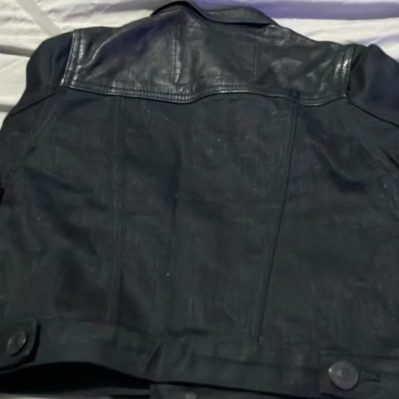 Black Leather Accent Jacket Burberry worn once ! - Picture 3 of 5